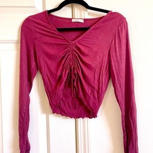 Burgundy Cropped Top with Tied knot